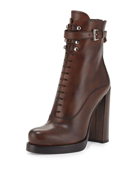 prada lace up dress shoes|prada chunky heel ankle boots.